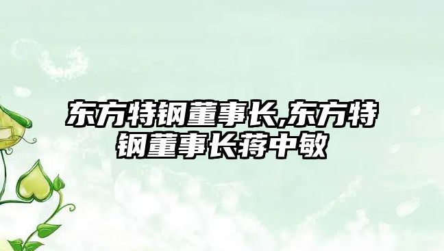 東方特鋼董事長,東方特鋼董事長蔣中敏