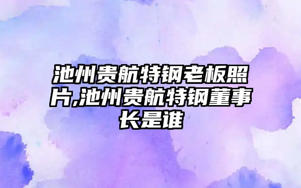 池州貴航特鋼老板照片,池州貴航特鋼董事長是誰