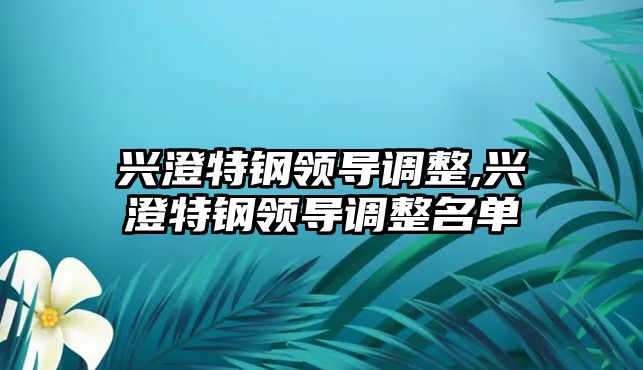 興澄特鋼領導調整,興澄特鋼領導調整名單