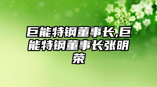 巨能特鋼董事長,巨能特鋼董事長張明榮