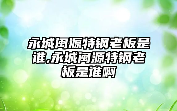 永城閩源特鋼老板是誰,永城閩源特鋼老板是誰啊