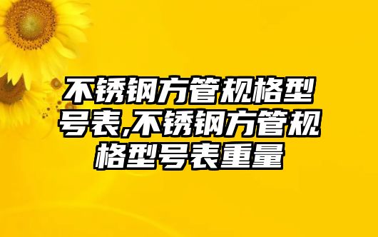 不銹鋼方管規(guī)格型號(hào)表,不銹鋼方管規(guī)格型號(hào)表重量