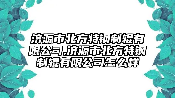 濟源市北方特鋼制輥有限公司,濟源市北方特鋼制輥有限公司怎么樣