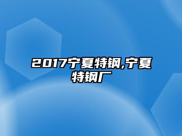 2017寧夏特鋼,寧夏特鋼廠