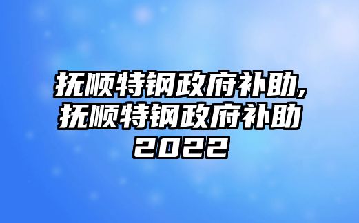 撫順特鋼政府補助,撫順特鋼政府補助2022