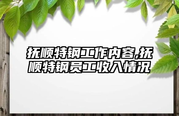 撫順特鋼工作內(nèi)容,撫順特鋼員工收入情況