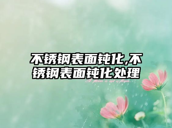 不銹鋼表面鈍化,不銹鋼表面鈍化處理