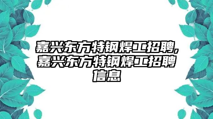 嘉興東方特鋼焊工招聘,嘉興東方特鋼焊工招聘信息